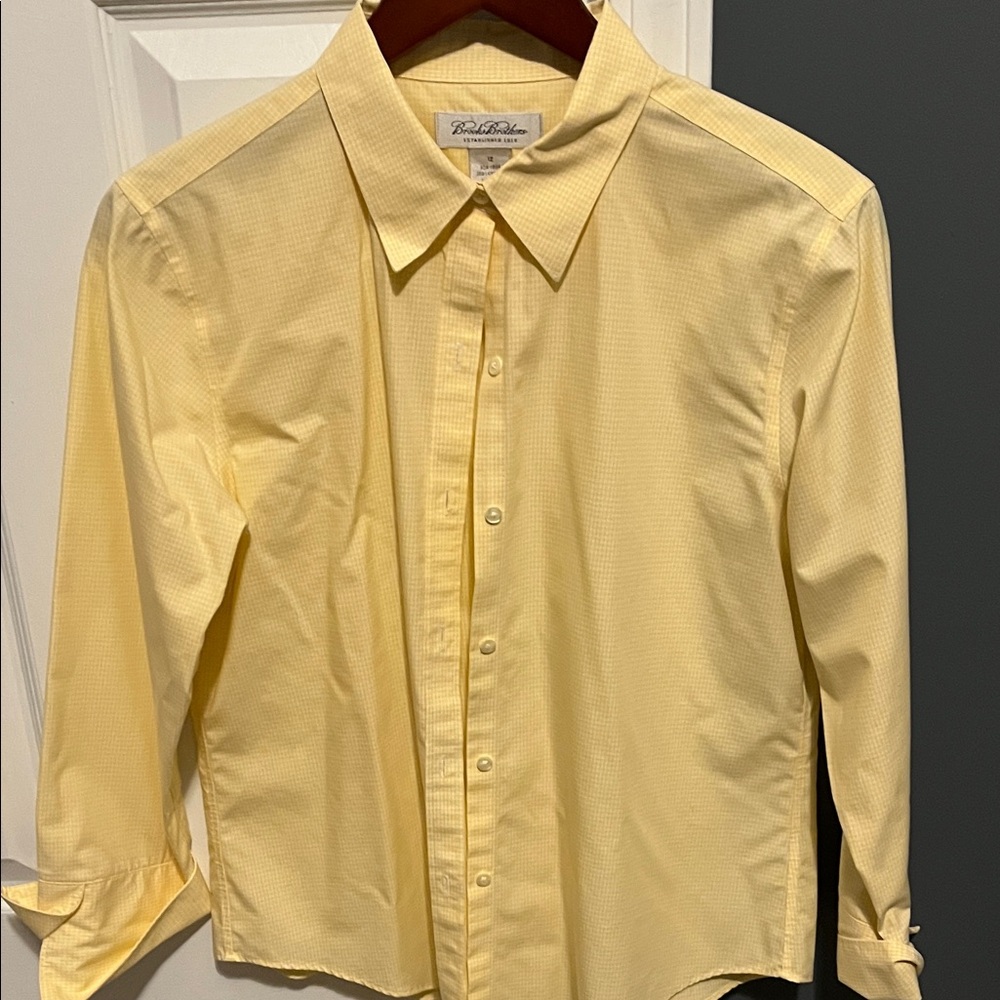 Brooks Brothers cotton yellow check button up shirt size 12 perfect condition